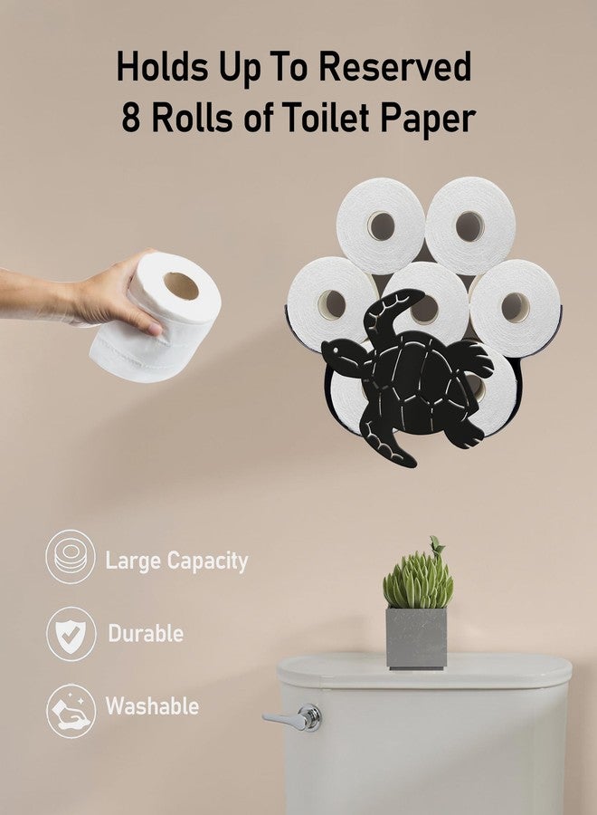 Wigag Sea Turtle Toilet Paper Holder for Extra 8 Rolls, Funny Decorative Toilet Paper Storage Wall Mounted, Farmhouse Bathroom Animal Decor Accessories Storage Cabinet - Image 2