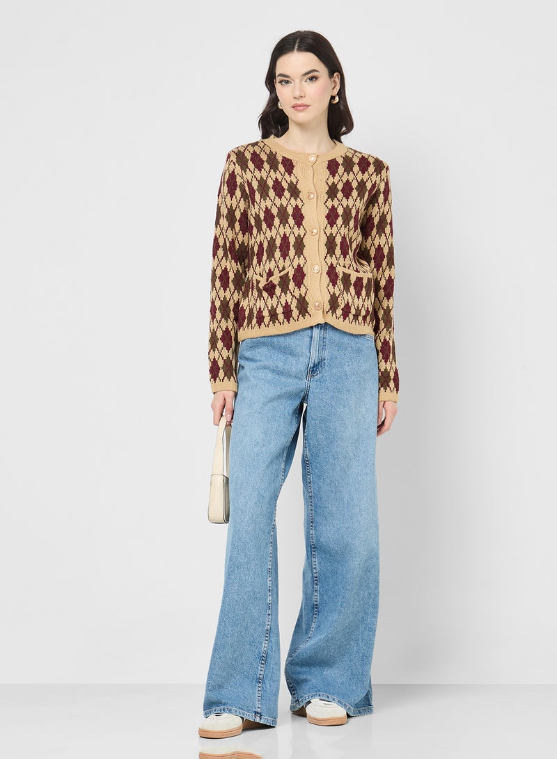 Ginger Knitted Acrylic Cardigan - Image 4