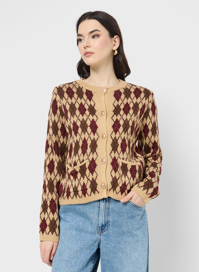 Ginger Knitted Acrylic Cardigan - Image 1