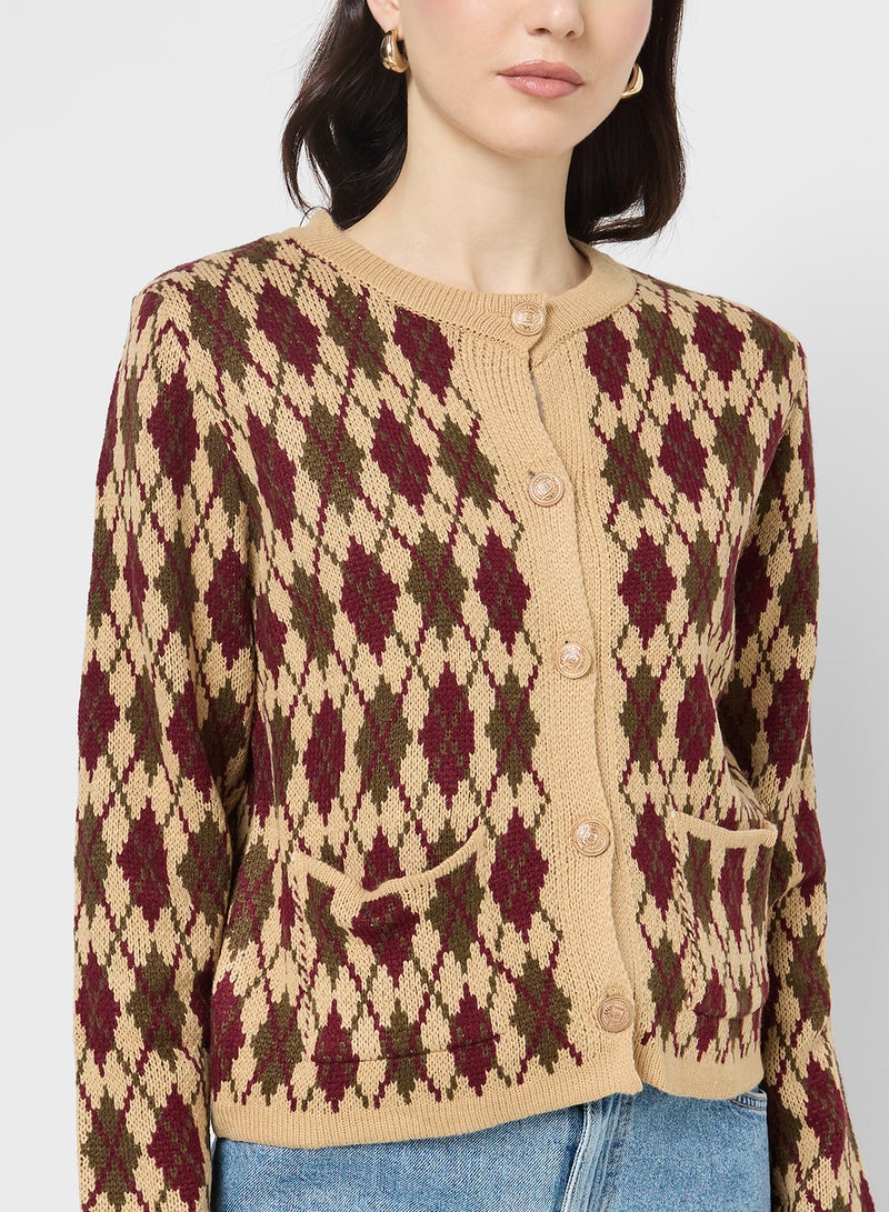Ginger Knitted Acrylic Cardigan - Image 3
