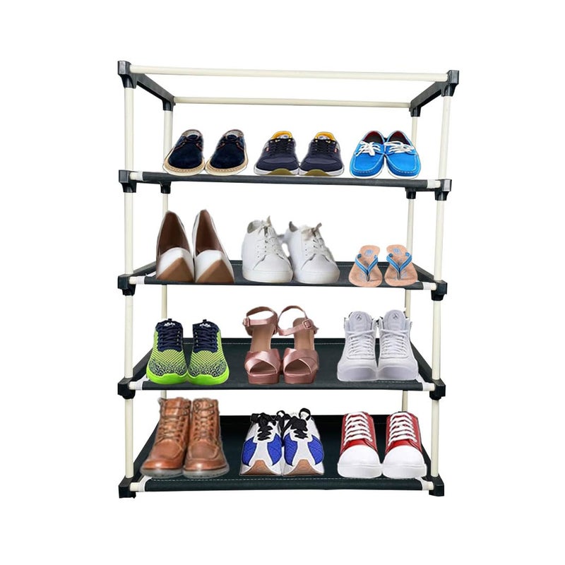 DEMARK Multipurpose 4Tiers Shoe Rack with Dustproof Zip Cover Multiuse Wide Space Storage Rack made by Non Woven Fabric for footwear Toys clothes 4 Shelves Plastic Non Woven Maroon 4 - Image 3