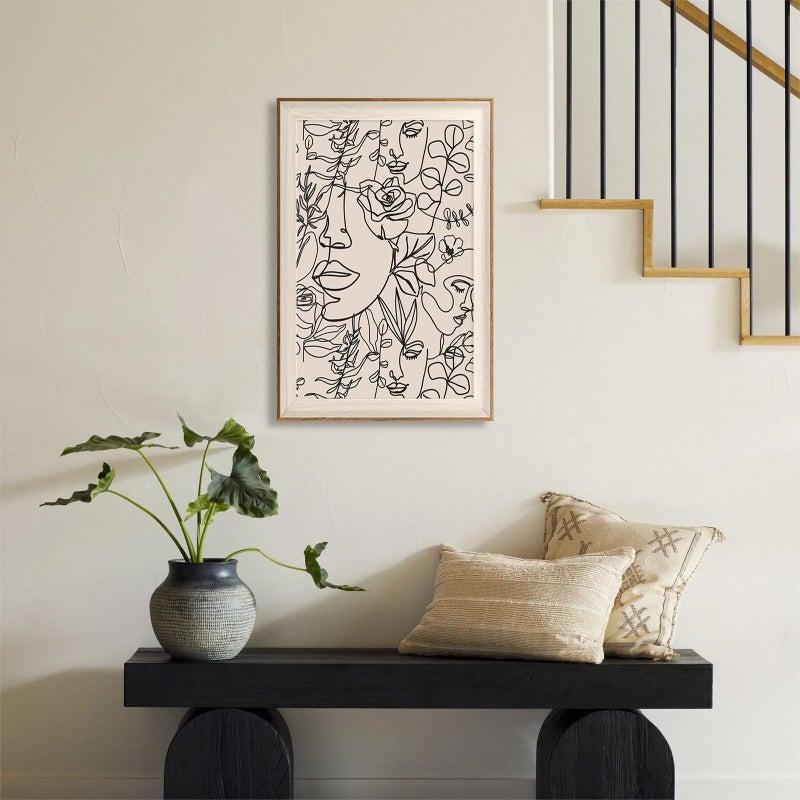 ASTRDECOR Abstract Framed Wall Art, Minimalist Boho Art Prints Women Portrait Line Art Wall Decor, Mid Century Wall Prints, Boho Wall Art Canvas, Neutral Black Beige Bedroom Decor - 16''x24'' - Image 4