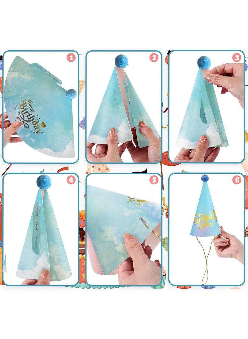 20 Pcs Birthday Party Hats for Adults Birthday Sunglasses Funny Rainbow Party Cone Hats with Pom Poms Photo Props Supplies(Rainbow Style) - Image 3