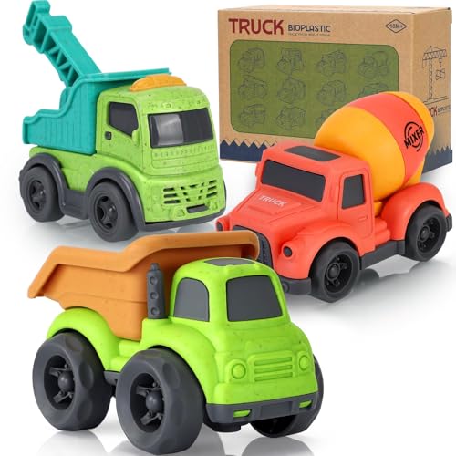 UOYLEYVN Toddler Cars Toys for 2 3 Year Old Boy 3 in 1 Dump Truck Mixer Cement and Crane Toys for Baby Boy Girls BPA Free Phthalates Free PVC Outdoor Toy for Toddlers 24 Easter Birthday Gifts for Kids - Image 1