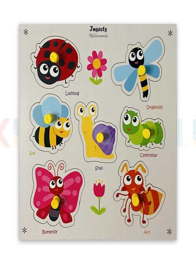 Khilonewale Wooden Insect Puzzles for Kids, Educational Toys for Toddlers & Preschoolers, Jigsaw Puzzles Size 20cm 20cm - Image 1