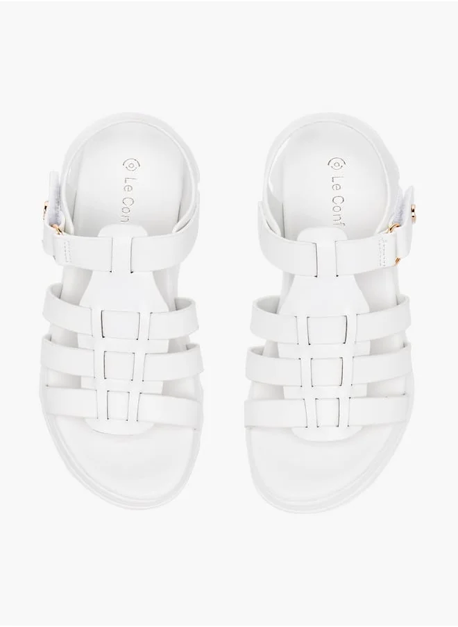 Le Confort Girls Solid Chunky Sole Strap Sandals with Hook and Loop Closure