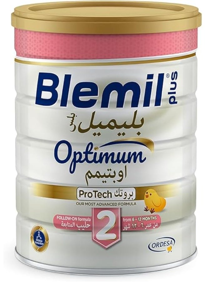 Blemil plus Optimum ProTech 2 Follow-On Formula Milk Powder 6-12 Months | Advanced Infant Nutrition with HMO, MFGM & Osteopontin & Triple Protection for Immunity, Brain & Eyesight | 800g