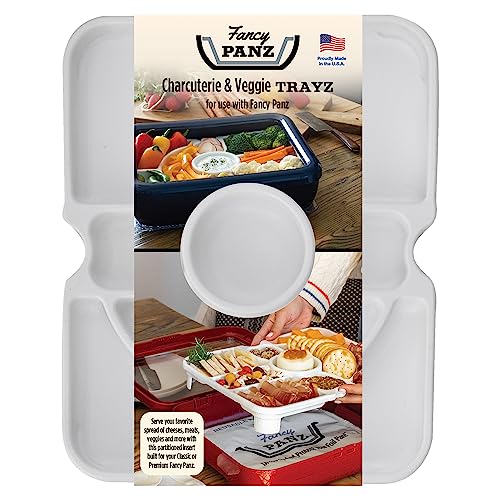 Fancy Panz Charcuterie Veggie Trayz - 9 Raised Compartments - Fits Classic/Premium Fancy Panz Elevated Food Serving Tray - Portable Charcuterie Board with Lid - Made in The USA Hosting Essentials - Image 1