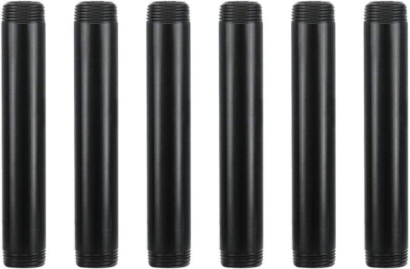 GeilSpace 6 Pack 3/4" × 6" Pre-Cut Black Metal Pipe, Industrial Steel Fits Standard Three Quarters Inch Black Threaded Pipes and Fittings - Vintage DIY Industrial Shelving (3/4" × 6") - Image 1