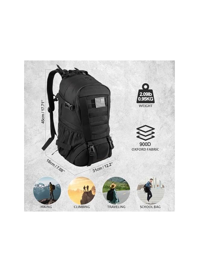 PROMASS حقيبة ظهر تكتيكية للرجال حقيبة عسكرية مولي مقاومة للماء 30 لتر مع شارة علم الولايات المتحدة - Image 2