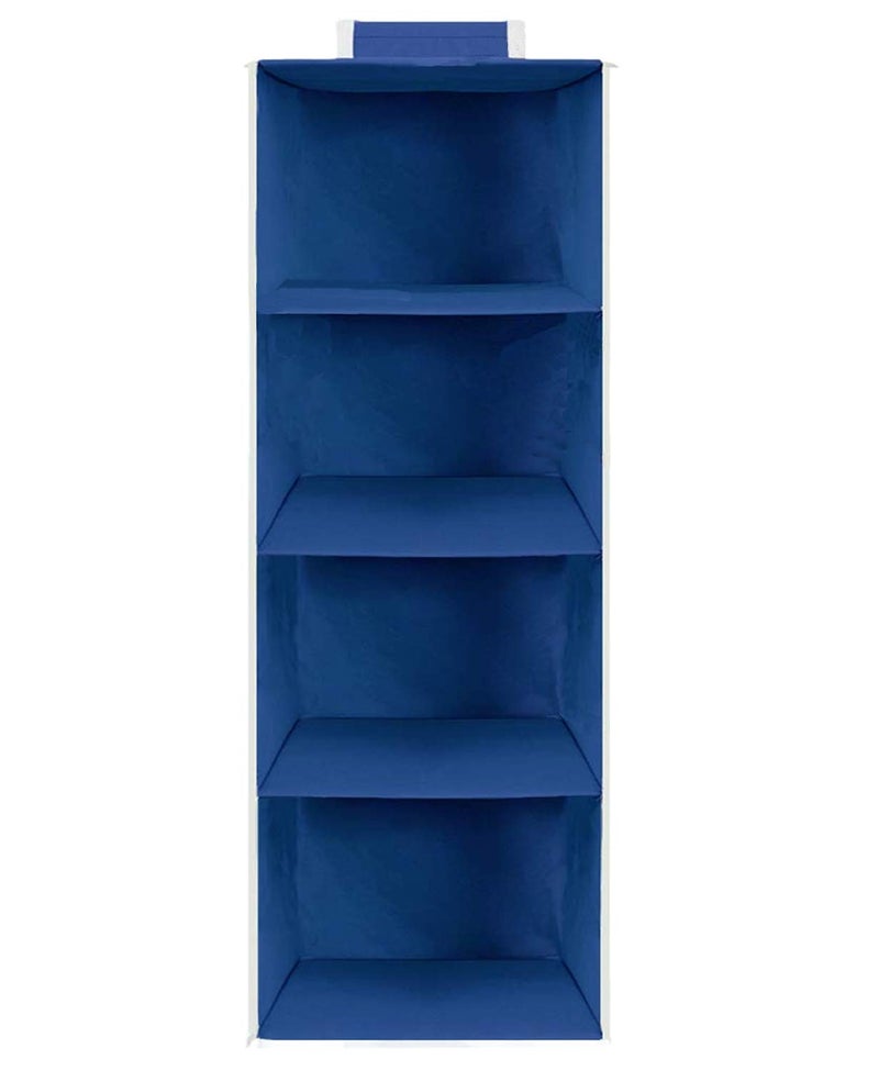 UNICRAFTS Hanging Organizer 4 Shelves NonWoven Foldable 4 Tier Clothes Pack of 1 Blue - Image 3