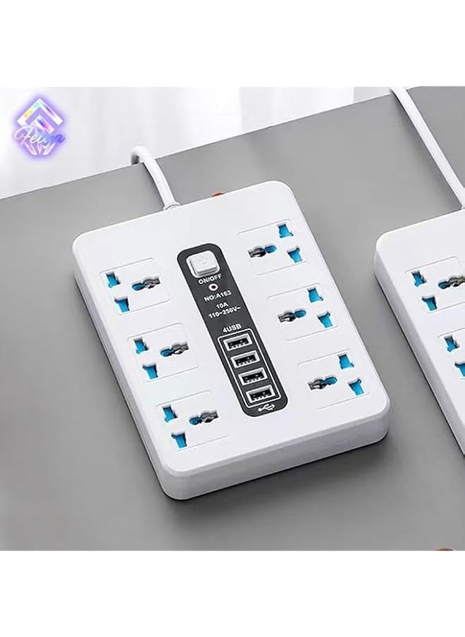 PROMASS Power Strip with 6 Outlets, Surge Protector, 4 USB Ports, and 2M Extension Cord - Universal Plug Adapter for Home and Office - 2500W, Black  - Image 2