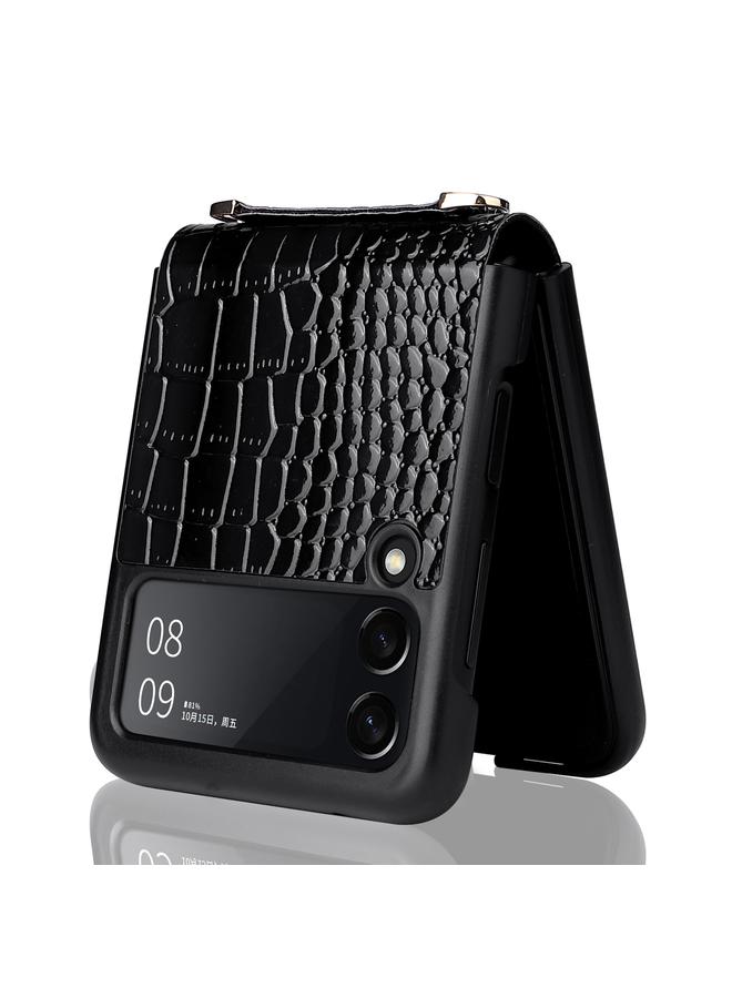 اس-توب جراب لهاتف Samsung Galaxy Z Flip3 5G بنسيج لؤلؤي سيامي مع حبل - Image 4