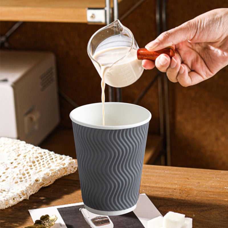 Clawsoff Coffee Cups 12 oz 120 Pack, Corrugated Insulated Ripple Wall Disposable Paper Coffee Cups 12oz, To Go for Hot Beverage or Cold Drinks Office/Home/Cafe/Party/Travel (Gray) - Image 5