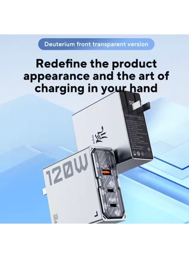 ريد ماجيك شاحن ريد ماجيك 120 واط GaN للشحن السريع مع تصميم شفاف تقني وثلاثة منافذ USB وType-C، تقنية NeoCharger 3.0 لتوزيع الطاقة الذكي، تصميم مدمج ودبابيس قابلة للطي، متوافق مع ريد ماجيك أسترا ونوفا وآيفون وآيباد وماك بوك واللابتوبات وأجهزة الألعاب، مع كابل Type-C 6A مرفق – منفذ أمريكي US Plug - Image 4