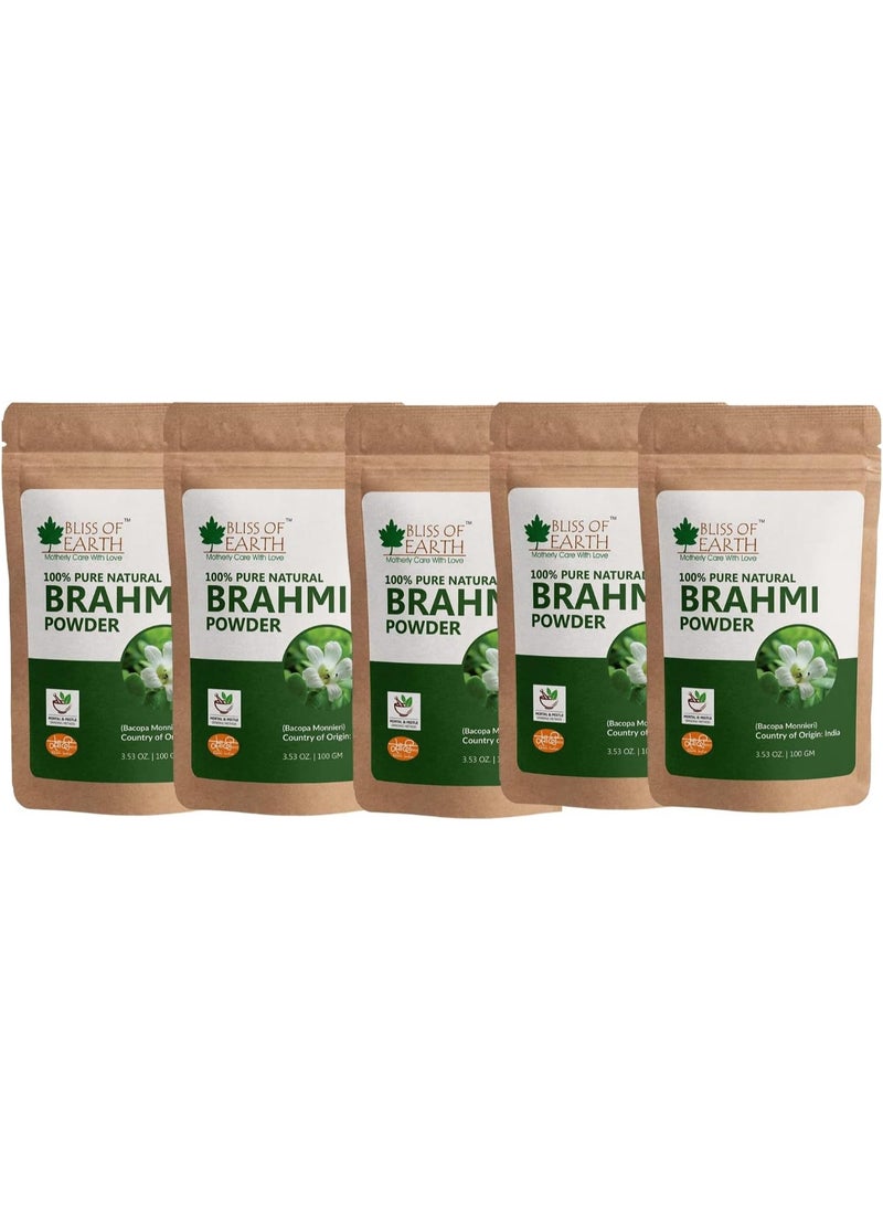 BLISS OF EARTH Bliss of Earth 100% Pure & Natural Brahmi Powder Great for skin & Hair 100GM Pack of 5  - Image 1