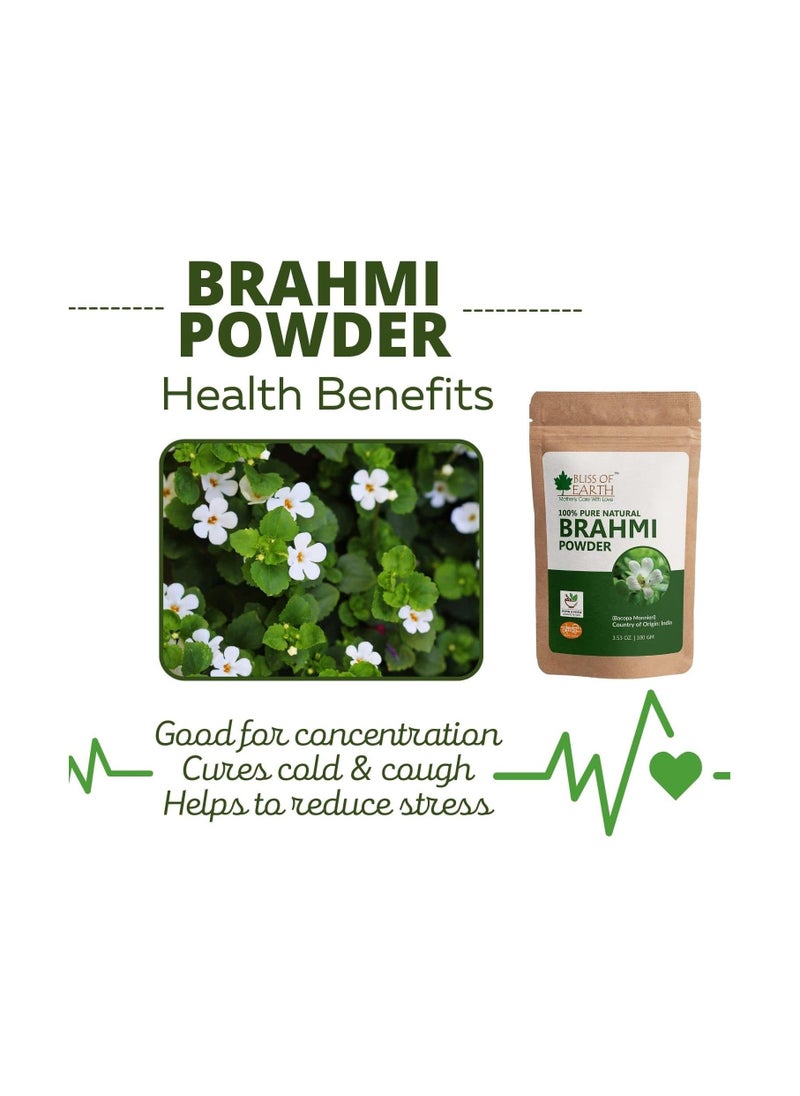 BLISS OF EARTH Bliss of Earth 100% Pure & Natural Brahmi Powder Great for skin & Hair 100GM Pack of 5  - Image 2