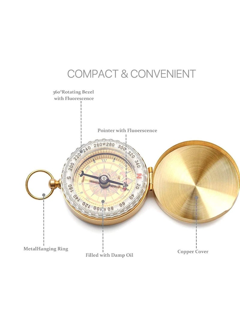 Excefore Camping Survival Compass, Metal Pocket Compass Kids Compass for Hiking Camping Hunting Outdoor Military Navigation Tool - Image 5