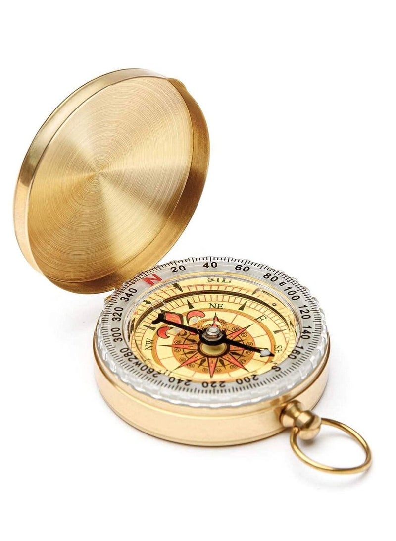 Excefore Camping Survival Compass, Metal Pocket Compass Kids Compass for Hiking Camping Hunting Outdoor Military Navigation Tool - Image 1