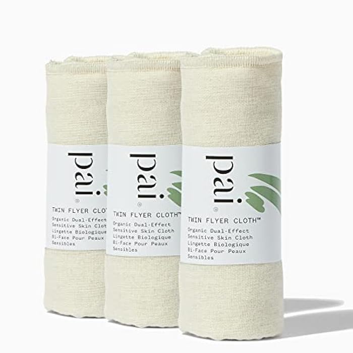 Pai Skincare - The Twin Flyer Organic Dual-Effect Face Cloth | Natural, Vegan, Sensitive Skincare (3 Pack) - Image 1