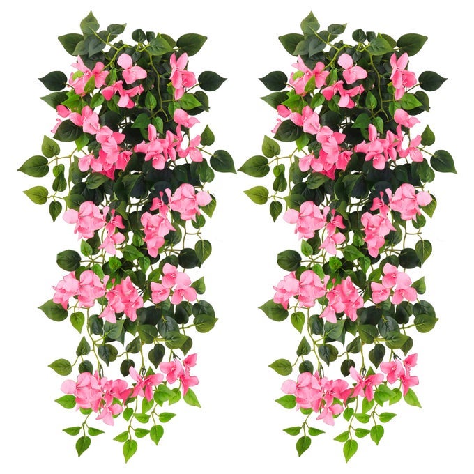 ARTIFICIAL HANGING FLOWERS BOUGAINVILLEA UV RESISTANT FAKE PLASTIC FAUX FLOWER FABRIC VINE FOR INDOOR OUTDOOR GARDEN PORCH EAVE WEDDING WALL DCOR