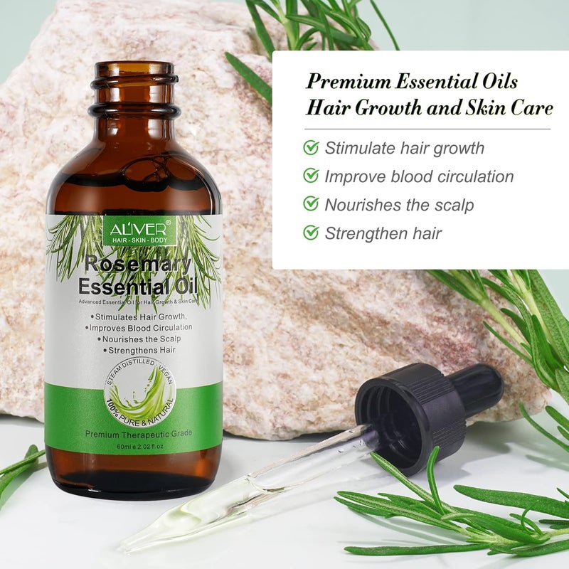 IFUDOIT Rosemary Oil for Hair Growth 2 Pack, Pure Rosemary Essential Oil for Eyelashs, Eyebrows, Face, Skin Care, Body Massage, Aromatherapy, Hair Loss Treatment, Nourishes The Scalp,Improve Blood Circulation - Image 2