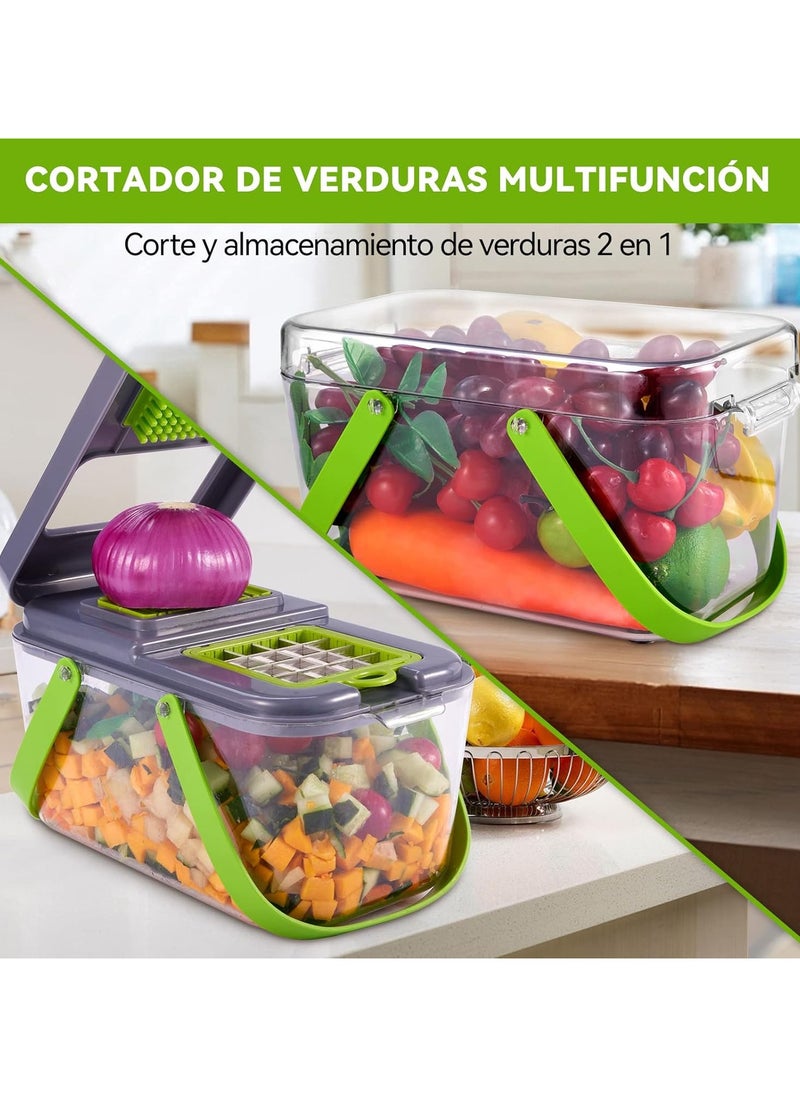 Generic - 22-in-1 Mandoline Slicer for Vegetables – Professional Vegetable Cutter, Manual Vegetable Grater with 13 Stainless Steel Blades – Adjustable Slicer for Slicing, Dicing, Julienne & Shredding – Kitchen Veg Cutter for Salad & Meal Prep - Image 1