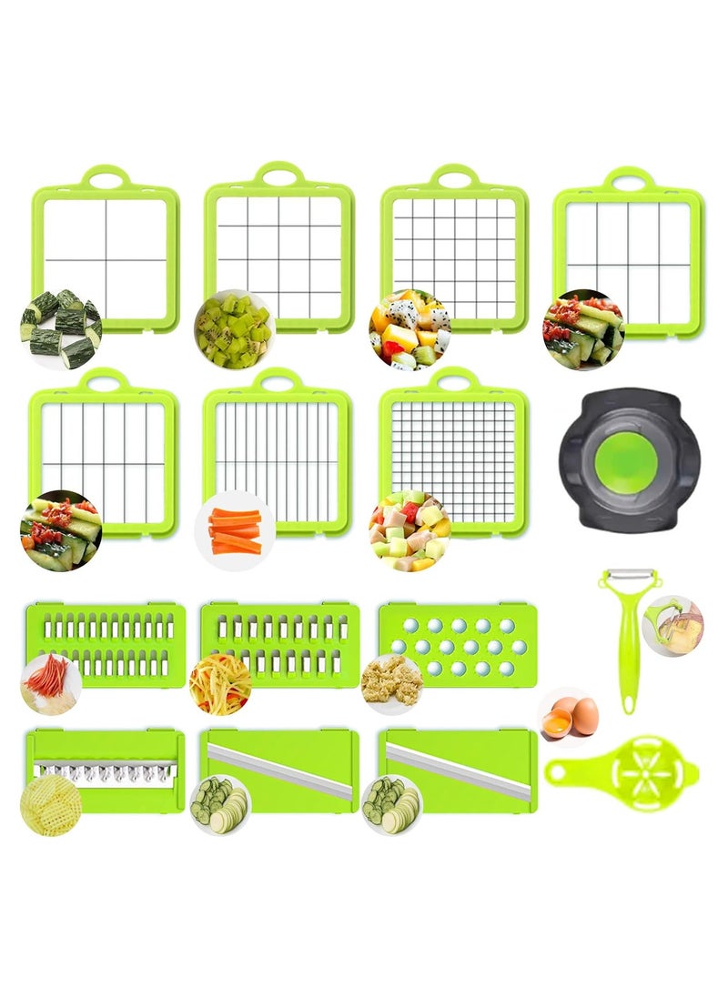 Generic - 22-in-1 Mandoline Slicer for Vegetables – Professional Vegetable Cutter, Manual Vegetable Grater with 13 Stainless Steel Blades – Adjustable Slicer for Slicing, Dicing, Julienne & Shredding – Kitchen Veg Cutter for Salad & Meal Prep - Image 1