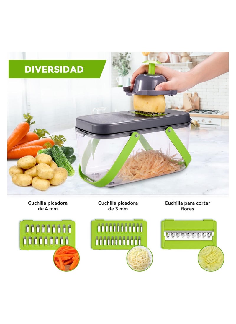 Generic - 22-in-1 Mandoline Slicer for Vegetables – Professional Vegetable Cutter, Manual Vegetable Grater with 13 Stainless Steel Blades – Adjustable Slicer for Slicing, Dicing, Julienne & Shredding – Kitchen Veg Cutter for Salad & Meal Prep - Image 1