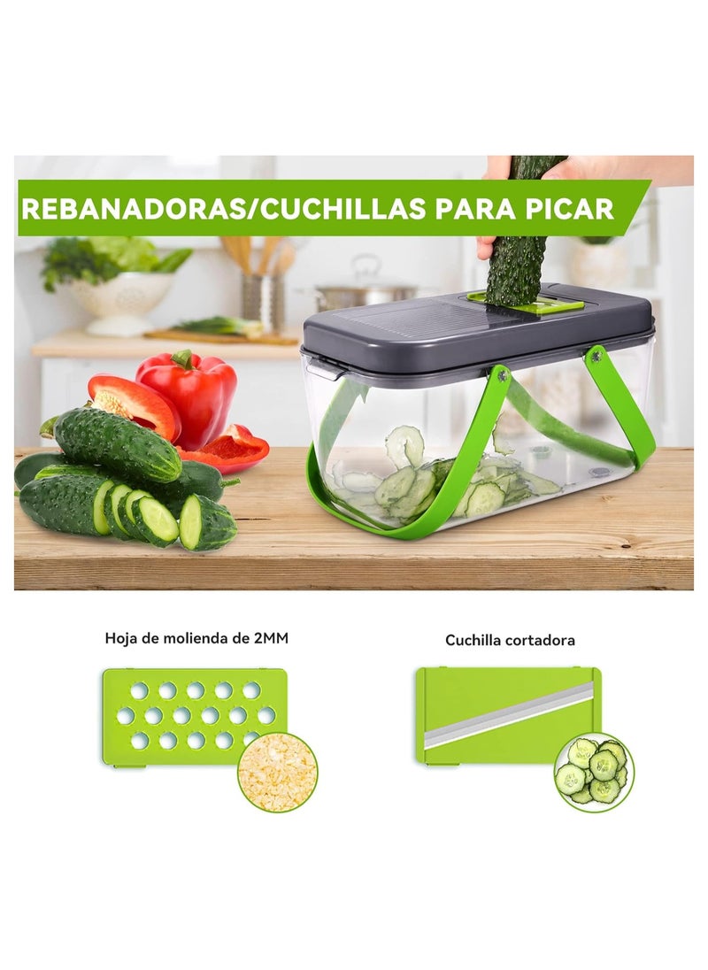 Generic - 22-in-1 Mandoline Slicer for Vegetables – Professional Vegetable Cutter, Manual Vegetable Grater with 13 Stainless Steel Blades – Adjustable Slicer for Slicing, Dicing, Julienne & Shredding – Kitchen Veg Cutter for Salad & Meal Prep - Image 1