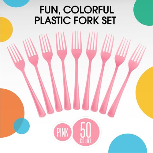 Exquisite Pink Plastic Silverware Heavy Duty 160 Pieces Pink Disposable Silverware Heavy Duty, Utensil Sets, 80 Forks, 40 Knives & 40 Spoons Disposable Cutlery Set For Party Supplies - Image 3
