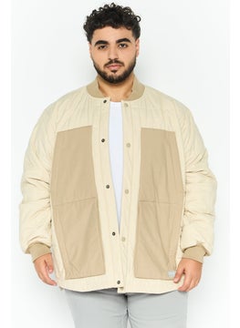Eddie Bauer Men Long Sleeves Plain Bomber Jacket, Beige  - Image 1