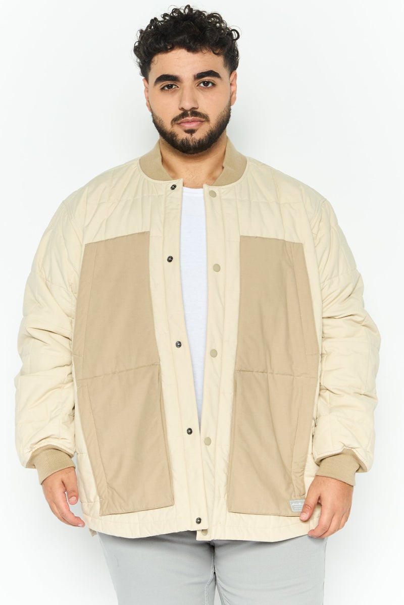 Eddie Bauer Men Long Sleeves Plain Bomber Jacket, Beige  - Image 1