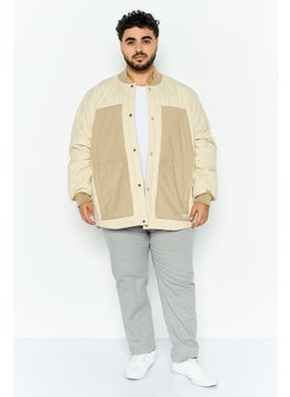 Eddie Bauer Men Long Sleeves Plain Bomber Jacket, Beige  - Image 2