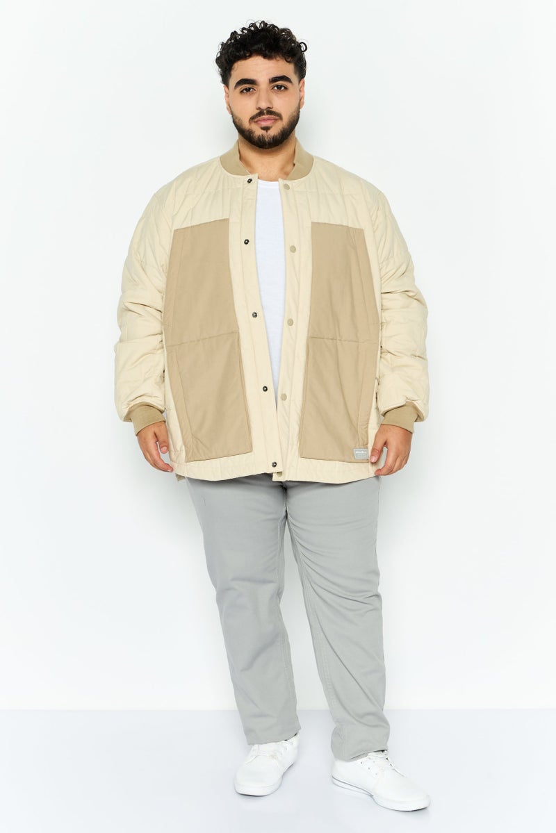 Eddie Bauer Men Long Sleeves Plain Bomber Jacket, Beige  - Image 2