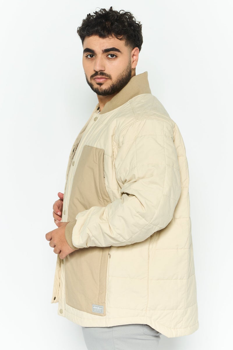 Eddie Bauer Men Long Sleeves Plain Bomber Jacket, Beige  - Image 3