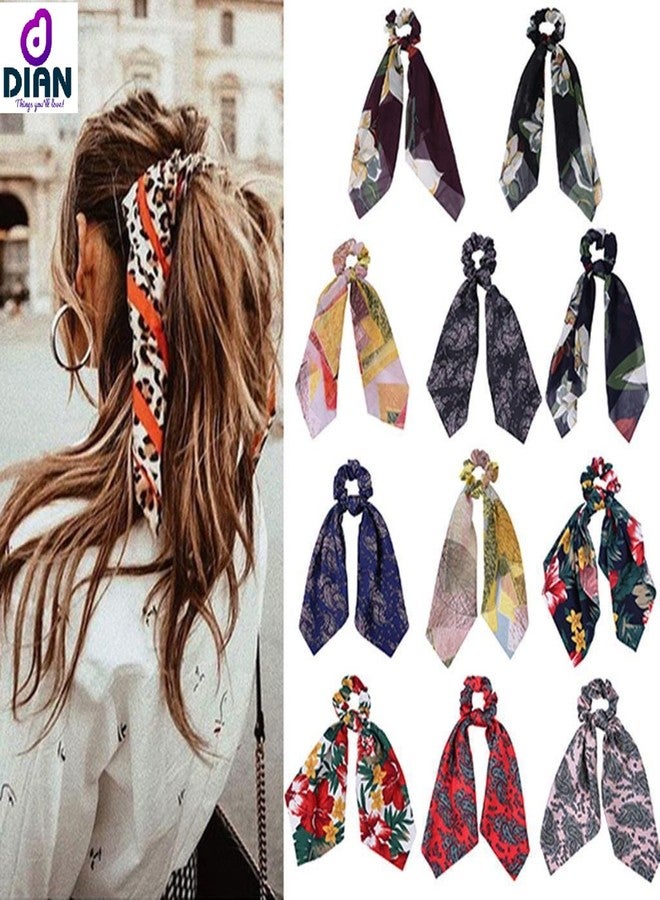 DIAN Multicolor Pack of 6 Print Hair Scarf Scrunchies, Ponytail Holder, Hair Tie, Hair Bow, Rubber Band, Hair Accessories for Women, Teens and Girl - Image 4