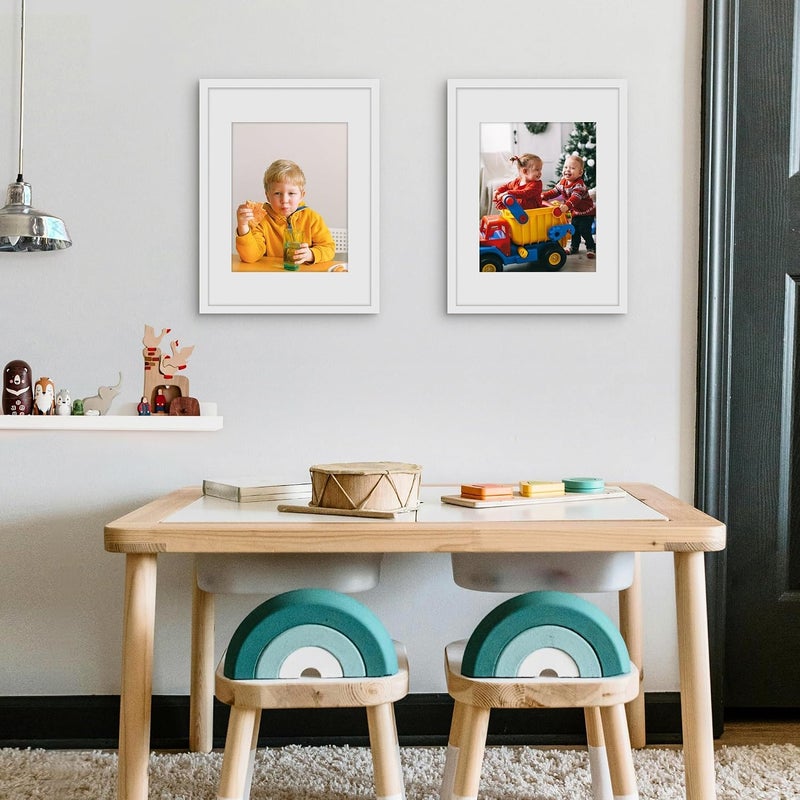 Picrit 12x16 Picture Frame Set of 12, Display 8.5x11 with Mat or 12x16 without Mat, Photo Frames for Wall Mounting Display, White - Image 4