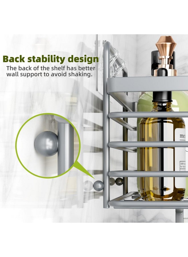 Yougai Shower Caddy 3 Pack, Adhesive Shower Shelf Organizer Rack, Rustproof Stainless Steel Bathroom Organizers and Storage, Large Capacity Wall Mounted No Drilling Bathroom Accessories  - Image 4