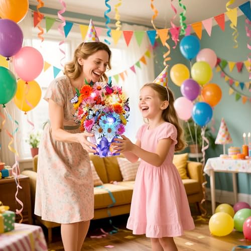 APOTODITO Birthday Cards, Butterfly & Daisy Birthday Card with Music and Light, Flower Bouquet 3D Card for Women Mom Wife - Image 3