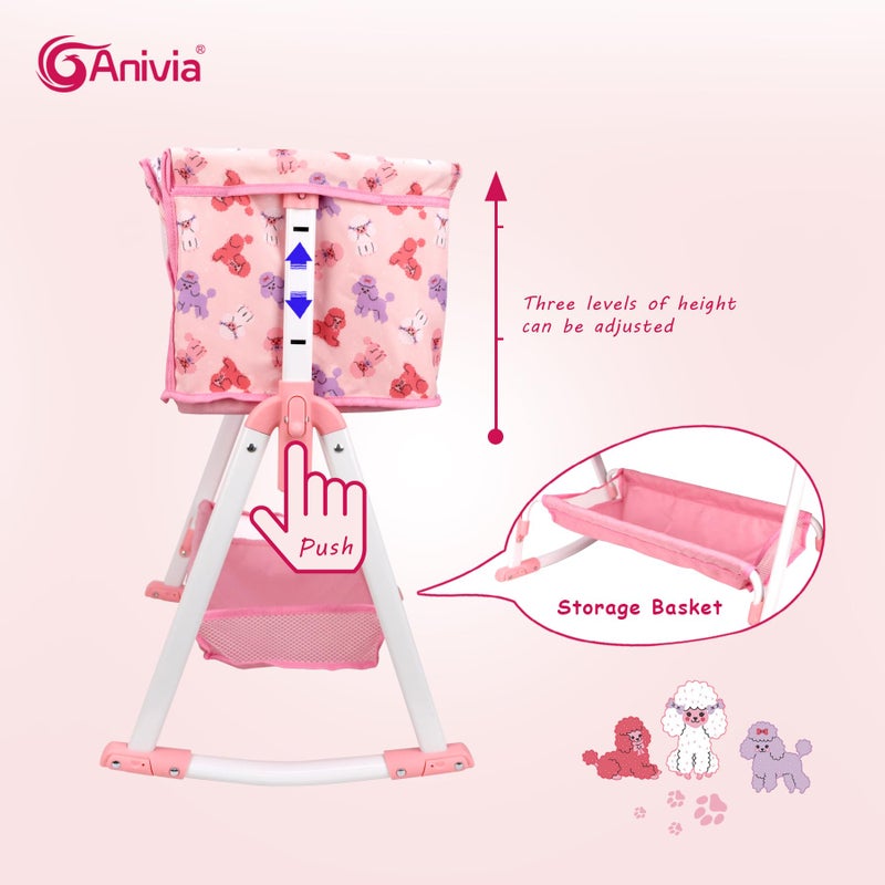 ANIVIA Doll Bed Furniture 2 Function Toy Doll Swings Together for 18 inches Baby Dolls Baby Doll Crib with Bottom - Image 3