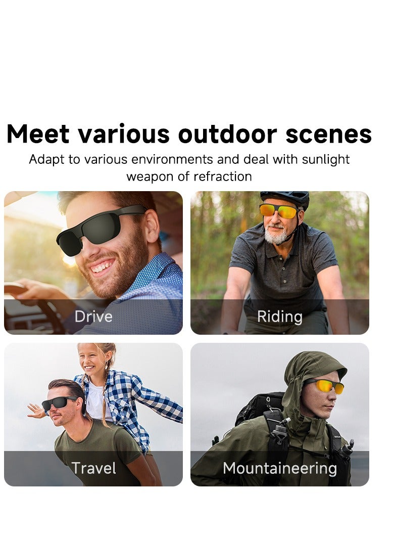 جولف لينك نظارات G02 الذكية للرجال خفيفة الوزن 36.9 جرامًا مع خاصية تقليل الضوضاء ومضادة للتعرق IP65 ومناسبة للرياضة الخارجية ومقاومة للأشعة فوق البنفسجية ونظارات شمسية رياضية سوداء - Image 3