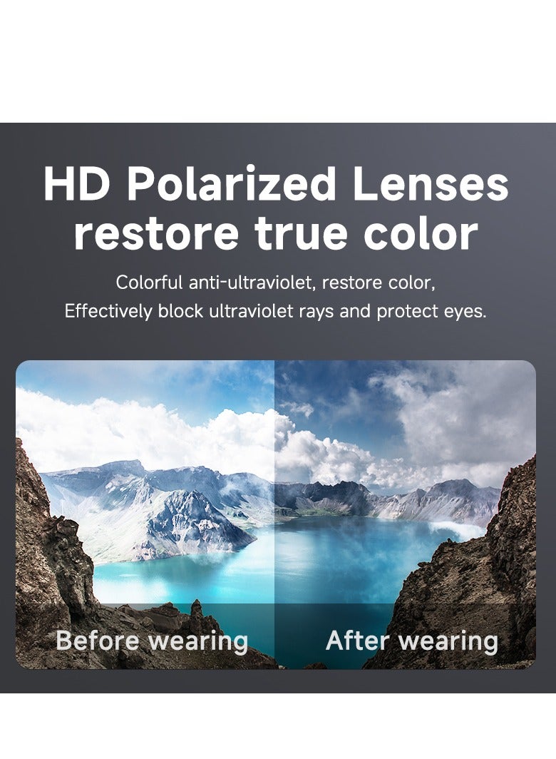 جولف لينك نظارات G02 الذكية للرجال خفيفة الوزن 36.9 جرامًا مع خاصية تقليل الضوضاء ومضادة للتعرق IP65 ومناسبة للرياضة الخارجية ومقاومة للأشعة فوق البنفسجية ونظارات شمسية رياضية سوداء - Image 5