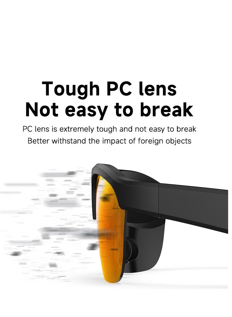 جولف لينك نظارات G02 الذكية للرجال خفيفة الوزن 36.9 جرامًا مع خاصية تقليل الضوضاء ومضادة للتعرق IP65 ومناسبة للرياضة الخارجية ومقاومة للأشعة فوق البنفسجية ونظارات شمسية رياضية سوداء - Image 4