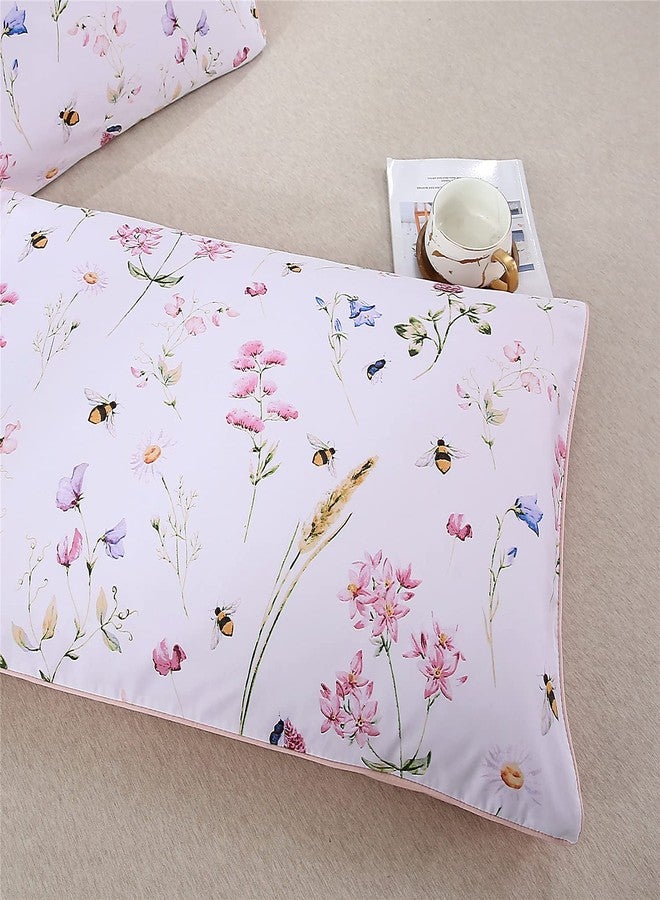 YOUSA YOU SA 100% Cotton Pillowcases Set of 2 Flowers Pattern Bed Pillow Covers Envelope Closure End Pillow Encasement (Standard,Color-10) - Image 3