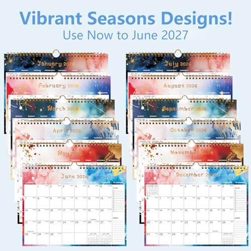 HJCTOY 2026-2027 Wall Calendar - Includes January 2026 to June 2027, 18-Month Paper Wall Calendar 11 x 8.5 Inches.Thick Paper with Julian Dates and Block for New Year and Christmas Holidays To-dos ＆ Notes (I) - Image 5