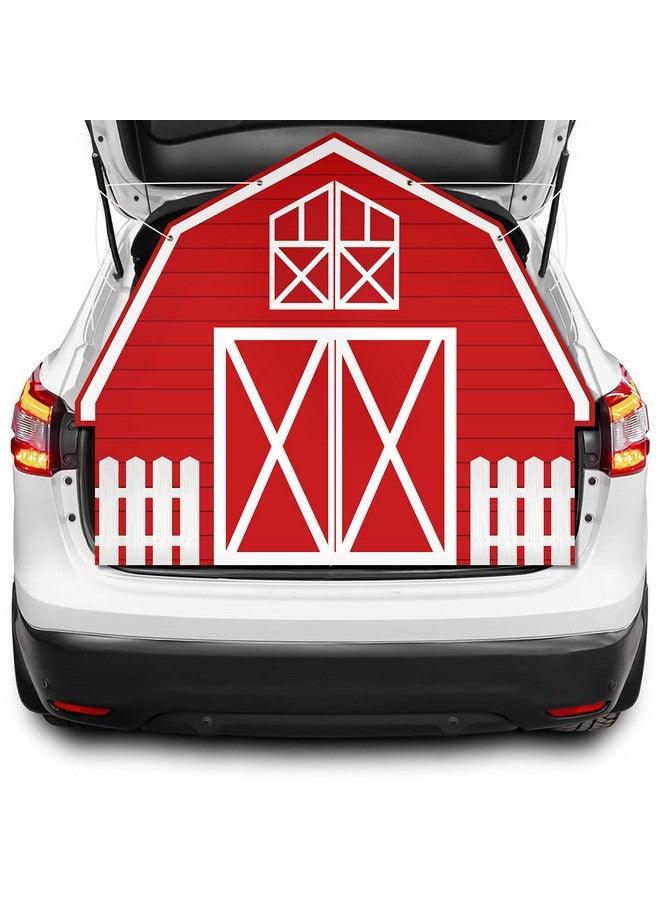 Haooryx Farm Theme Trunk Or Treat Decorations Banner For Cars Red Farmhouse Car Trunk Decoration Backdrop Banner Waterproof Archway Garage Door Car Decor For Cars Suvs Halloween Outdoor Supplies  - Image 1