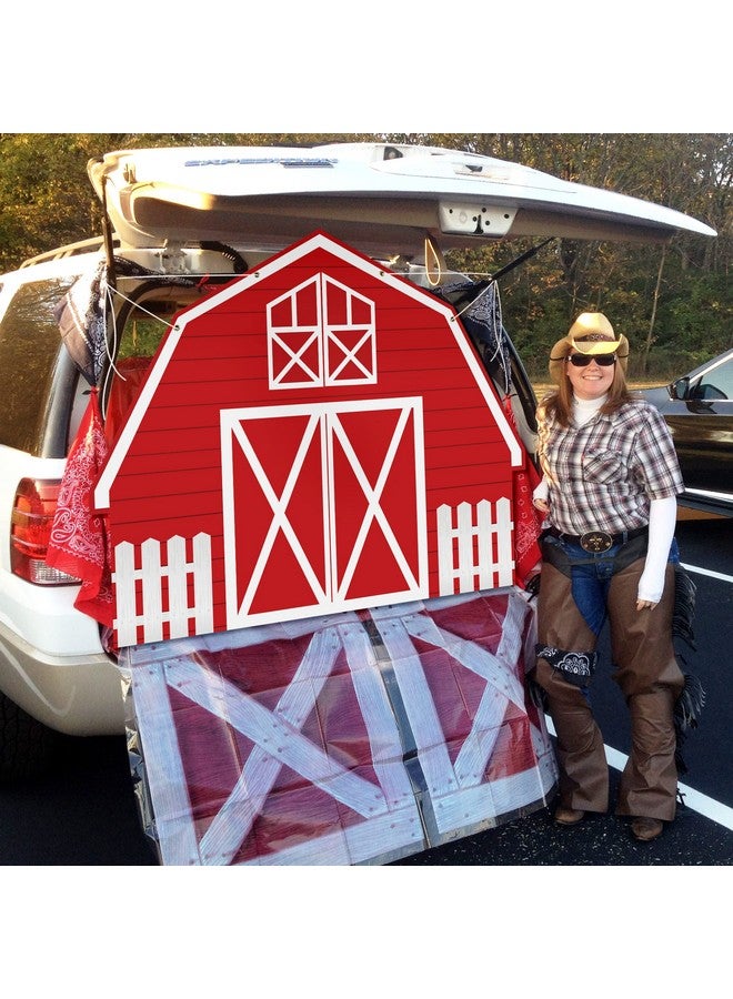 Haooryx Farm Theme Trunk Or Treat Decorations Banner For Cars Red Farmhouse Car Trunk Decoration Backdrop Banner Waterproof Archway Garage Door Car Decor For Cars Suvs Halloween Outdoor Supplies  - Image 5