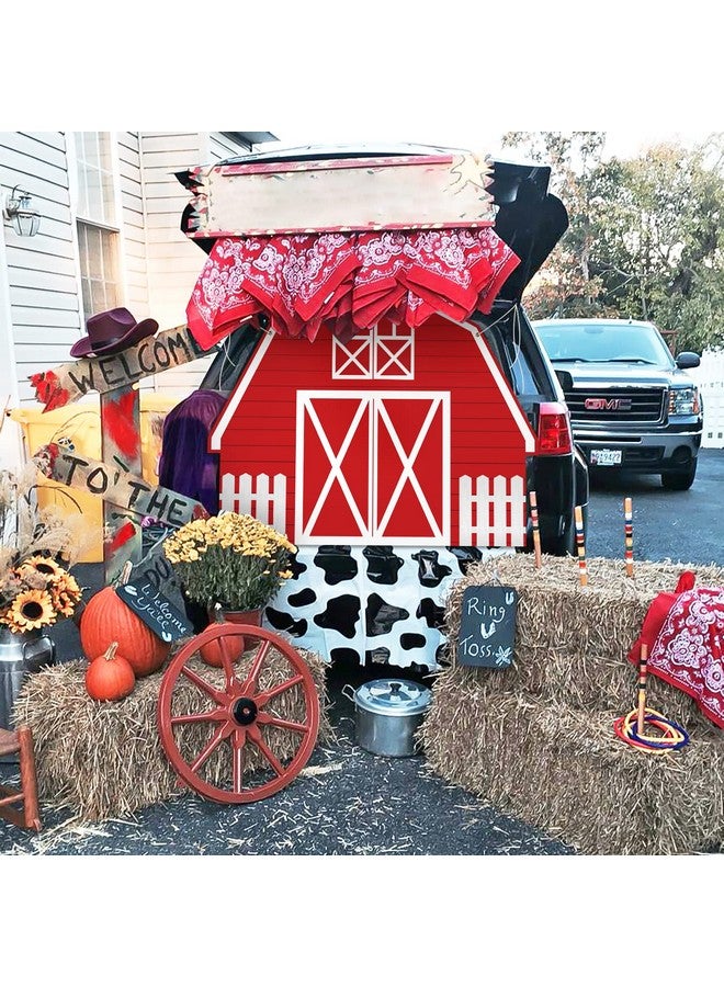 Haooryx Farm Theme Trunk Or Treat Decorations Banner For Cars Red Farmhouse Car Trunk Decoration Backdrop Banner Waterproof Archway Garage Door Car Decor For Cars Suvs Halloween Outdoor Supplies  - Image 4