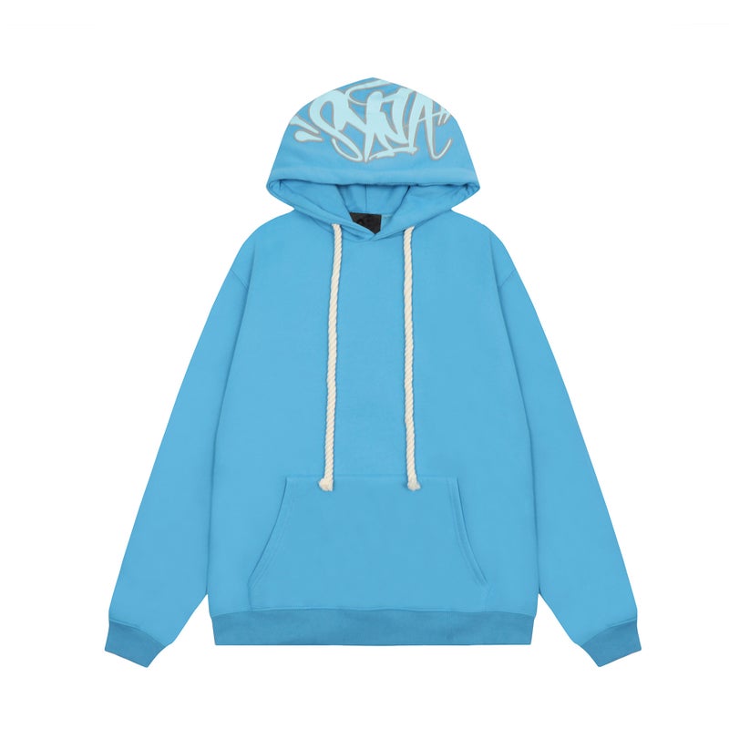 SynaWord American Loose Sweater Hoodie Sweater Trousers Syna Mens and Womens Fashion Brand Hip Hop Street Couple Casual suit Blue Sweat